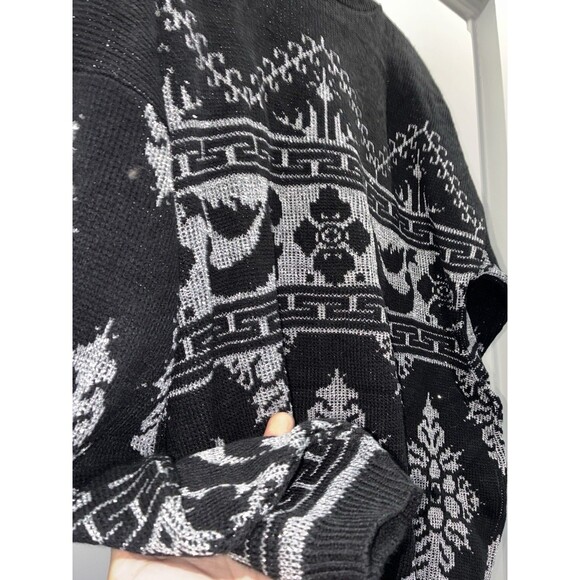 NOS VTG 80s ROSE Black Silver Lurex Turtleneck Sweater NWT USA Made Size 20W/XXL - Picture 2 of 10